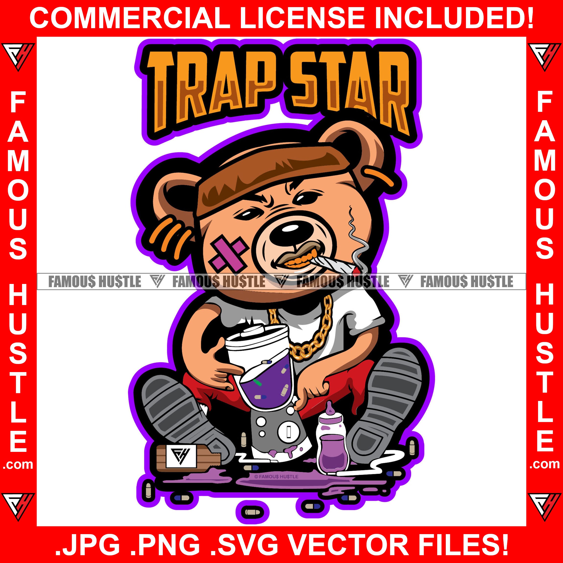 Trap Star Gangster Hustle Teddy Bear Scar Face Cell Phone 