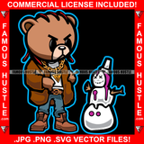 Ice Cold Gangster Teddy Bear Gold Jewelry Made A Snowman Purple Cup On Head Hip Hop Rap Plug Trap Street Hood Ghetto Swag Thug Hustler Hustling Famous Hustle Baller Trapper Art Graphic Design Logo T-Shirt Print Printing JPG PNG SVG Vector Cut File