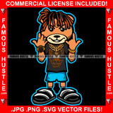 Need Money Not Friends Gangster Teddy Bear Dread Locks Gold Jewelry Necklace Diamond Rings Hip Hop Rap Rich Rapper Trap Plug Ghetto Swag Thug Gangsta Savage Art Graphic Design Logo T-Shirt Print Printing JPG PNG SVG Vector Cut File