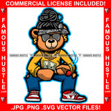 Humble Hustle Gangster Teddy Bear Paisley Bandanna Sunglasses Dollar Sign Earrings Gold Necklace Cash Money Tattoo Hip Hop Rap Boss Drip Swag Plug Trap Hood Thug Street Mafia Mob Art Graphic Design Logo Print Printing Vector SVG Cut File