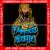 Famous Hustle Gangster Teddy Bear King Bath Robe Rich Cane Scar Standing Jewelry Pile Gold Chain Crown Treasure Hip Hop Rap Trap Street Hood Quote Art Graphic Design Logo T-Shirt Print Printing JPG PNG SVG Vector Cut File