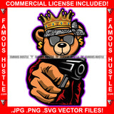 Blood Money King Gangster Teddy Bear Paisley Bandanna Sunglasses Dollar Sign Earrings Pistol Gun Tattoo Hip Hop Rap Boss Drip Swag Plug Trap Hood Thug Street Mafia Mob Art Graphic Design Logo Print Printing Vector SVG Cut File