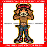 Gangster Teddy Bear Mean Face Plug Headband Gold Chain Tattoo Cash Gun In Pocket Sign Money Jeans Hip Hop Rap Rapper Plug Trap Street Hood Ghetto Thug Hustler Hustling Flex Drip Boss Famous Hustle Art Graphic Design Logo Print Printing Vector SVG Cut File
