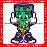 Trap Start Gangster Lean Purple Drip Drink Cup Cartoon Character Mean Face Gold Necklace Middle Fingers Tattoo Hip Hop Rap Drip Trap Thug Ghetto Rich Famous Hustle Art Graphic Design Logo T-Shirt Print Printing JPG PNG SVG Vector Cut File