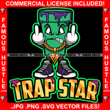 Trap Start Gangster Lean Purple Drip Drink Cup Cartoon Character Mean Face Gold Necklace Middle Fingers Tattoo Hip Hop Rap Drip Trap Thug Ghetto Rich Famous Hustle Quote Art Graphic Design Logo T-Shirt Print Printing JPG PNG SVG Vector Cut File