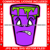 Gangster Lean Green Drip Drink Cup Cartoon Character Mean Face Gold Necklace Tattoo Hip Hop Rap Hustler Drip Trap Hood Thug Gang Street Ghetto Rich Famous Hustle Art Graphic Design Logo T-Shirt Print Printing JPG PNG SVG Vector Cut File