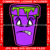 Gangster Lean Green Drip Drink Cup Cartoon Character Mean Face Gold Necklace Tattoo Hip Hop Rap Hustler Drip Trap Hood Thug Gang Street Ghetto Rich Famous Hustle Art Graphic Design Logo T-Shirt Print Printing JPG PNG SVG Vector Cut File