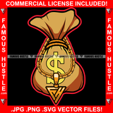 Bag Season Cash Money Bag Gold Chain Necklace Famous Hustle Tattoo Hip Hop Rap Rapper Plug Trap Street Hood Ghetto Swag Thug Hustler Hustling Flex Drip Famous Hustle Art Graphic Design Logo T-Shirt Print Printing JPG PNG SVG Vector Cut File