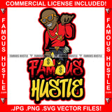 Famous Hustle Gangster Bald Man Gold Necklace Jewelry Glasses Cash Money Bag Red Shirt Hip Hop Rap Rapper Plug Trap Street Hood Ghetto Swag Thug Hustler Hustling Quote Art Graphic Design Logo T-Shirt Print Printing JPG PNG SVG Vector Cut File