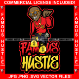 Famous Hustle Gangster Bald Man Gold Necklace Jewelry Glasses Cash Money Bag Red Shirt Hip Hop Rap Rapper Plug Trap Street Hood Ghetto Swag Thug Hustler Hustling Quote Art Graphic Design Logo T-Shirt Print Printing JPG PNG SVG Vector Cut File