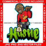 Hustle Gangster Bald Man Gold Jewelry Cash Money Bag Hip Hop Rap Trap Street Hood Ghetto Thug Boss Hustler Hustling Drip Dripping Famous Hustle Rich Quote Art Graphic Design Logo T-Shirt Print Printing JPG PNG SVG Vector Cut File