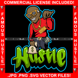 Hustle Gangster Bald Man Gold Jewelry Cash Money Bag Hip Hop Rap Trap Street Hood Ghetto Thug Boss Hustler Hustling Drip Dripping Famous Hustle Rich Quote Art Graphic Design Logo T-Shirt Print Printing JPG PNG SVG Vector Cut File