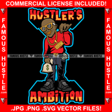 Hustler's Ambition Gangster Bald Man Gold Teeth Necklace Jewelry Glasses Cash Money Bag Red Shirt Hip Hop Rap Rapper Plug Trap Street Hood Ghetto Swag Thug Hustler Hustling Quote Art Graphic Design Logo T-Shirt Print Printing JPG PNG SVG Vector Cut File