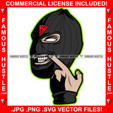 By Any Means Black Ski Mask Man Face White Eyes Showing Teeth Hip Hop Rap Rapper Plug Trap Street Hood Ghetto Swag Thug Hustler Hustling Famous Hustle Baller Trapper Art Graphic Design Logo T-Shirt Print Printing JPG PNG SVG Vector Cut File