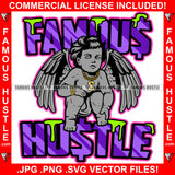 Famous Hustle Gangster Angel Wings Statue Gold Diamond Jewelry Dollar Sign Necklace Drug Hip Hop Rap Rapper Plug Trap Street Hood Ghetto Thug Hustler Hustling Drip Boss Quote Art Graphic Design Logo T-Shirt Print Printing JPG PNG SVG Vector Cut File