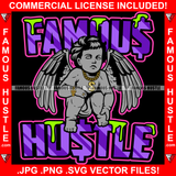 Famous Hustle Gangster Angel Wings Statue Gold Diamond Jewelry Dollar Sign Necklace Drug Hip Hop Rap Rapper Plug Trap Street Hood Ghetto Thug Hustler Hustling Drip Boss Quote Art Graphic Design Logo T-Shirt Print Printing JPG PNG SVG Vector Cut File