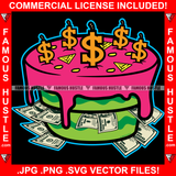 Fresh Get Your Cake Up Cash Money Birthday Dollar Sign Candles Hip Hop Rap Rapper Plug Trap Street Hood Ghetto Swag Thug Hustler Hustling Drip Boss Famous Hustle Art Graphic Design Logo T-Shirt Print Printing JPG PNG SVG Vector Cut File