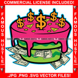 Fresh Get Your Cake Up Cash Money Birthday Dollar Sign Candles Hip Hop Rap Rapper Plug Trap Street Hood Ghetto Swag Thug Hustler Hustling Drip Boss Famous Hustle Art Graphic Design Logo T-Shirt Print Printing JPG PNG SVG Vector Cut File