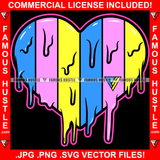 Heartless Drip Heart Rainbow Color Dripping Multi Color Dollar Sign Tattoo Hip Hop Rap Rapper Plug Trap Street Hood Ghetto Swag Thug Hustler Hustling Savage Boss Tench Trapper Famous Hustle Art Graphic Design Print Printing Vector SVG Cut File