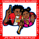 Two Babies Gangster Boy And Girl Mean Scar Face Gold Gund Jewelry Teeth Pig Tail Female Hair Gang Sign Gesture Hip Hop Trap Street Hood Ghetto Thug Hustler Drip Famous Hustle Art Graphic Design Logo T-Shirt Print Printing JPG PNG SVG Vector Cut File