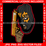 Gangster Black Man Dollar Sign Ski Mask Thief Cash Tattoo Gold Gun Money Robber Face Hip Hop Rap Rapper Plug Trap Street Hood Ghetto Thug Savage Famous Hustle Hustler Thug Gang Art Graphic Design Logo T-Shirt Print Printing JPG PNG SVG Vector Cut File