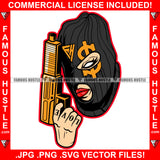 Gangster Black Female Love Tattoo Dollar Sign Ski Mask Thief Cash Tattoo Gold Gun Money Robber Face Hip Hop Rap Rapper Plug Trap Street Hood Ghetto Thug Savage Famous Hustle Gang Art Graphic Design Logo T-Shirt Print Printing JPG PNG SVG Vector Cut File