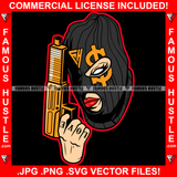 Gangster Black Female Love Tattoo Dollar Sign Ski Mask Thief Cash Tattoo Gold Gun Money Robber Face Hip Hop Rap Rapper Plug Trap Street Hood Ghetto Thug Savage Famous Hustle Gang Art Graphic Design Logo T-Shirt Print Printing JPG PNG SVG Vector Cut File