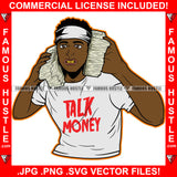 Talk Money Gangster Black Man Gold Teeth Holding Cell Phone Cash Stacks Tattoo Hip Hop Rap Hustler Drip Trap Hood Thug Street Mafia Mob Ghetto Famous Hustle Art Graphic Design Logo T-Shirt Print Printing JPG PNG SVG Vector Cut File