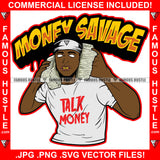 Money Savage Gangster White Eyes Man Holding Cell Phone Cash Stacks Gold Teeth Head Bandanna Hip Hop Rap Plug Trap Street Hood Ghetto Swag Thug Famous Hustle Baller Trapper Quote Art Graphic Design Logo T-Shirt Print Printing JPG PNG SVG Vector Cut File