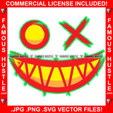 Famous Hustle Smiling Cross Eye Face Sharp Teeth Hip Hop Rap Rapper Plug Trap Street Hood Ghetto Swag Thug Hustler Hustling Baller Trapper Art Graphic Design Logo T-Shirt Print Printing JPG PNG SVG Vector Cut File