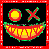 Famous Hustle Smiling Cross Eye Face Sharp Teeth Hip Hop Rap Rapper Plug Trap Street Hood Ghetto Swag Thug Hustler Hustling Baller Trapper Art Graphic Design Logo T-Shirt Print Printing JPG PNG SVG Vector Cut File
