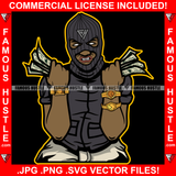 Gangster Black Man Gang Member Ski Mask Two Money Stacks Male Robber White Eyes Teeth Face Mask Gold Watches Cash Hip Hop Rap Rapper Plug Trap Street Hood Famous Hustle Art Graphic Design Logo T-Shirt Print Printing JPG PNG SVG Vector Cut File