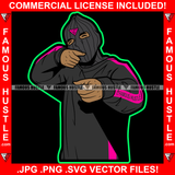 Ski Mask Gangster Man Shooting Machine Gun Position Happy Face Sinister Grin Hip Hop Plug Trap Street Hood Ghetto Swag Thug Boss Hustler Drip Famous Hustle Demon Rapper Trapper Art Graphic Design Logo T-Shirt Print Printing JPG PNG SVG Vector Cut File