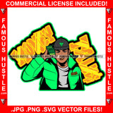Money Talk Gangster Man Cash Money Stack Phone Green Coat Plug Trap Mean Face Hip Hop Rap Hustler Drip Hood Tattoo Cartoon Character Ghetto Famous Hustle Quote Art Graphic Design Logo Print Printing Vector SVG Cut File