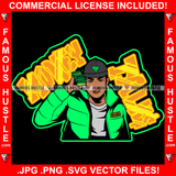 Money Talk Gangster Man Cash Money Stack Phone Green Coat Plug Trap Mean Face Hip Hop Rap Hustler Drip Hood Tattoo Cartoon Character Ghetto Famous Hustle Quote Art Graphic Design Logo Print Printing Vector SVG Cut File