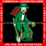 Graveyard Gang Gangster Joker Scary Clown Horror Face Grin Top Hat Huge Cash Money Shovel Hip Hop Plug Trap Street Hood Ghetto Swag Thug Boss Hustler Drip Famous Hustle Quote Art Graphic Design Logo T-Shirt Print Printing JPG PNG SVG Vector Cut File