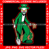 Gangster Joker Scary Clown Horror Face Grin Grinning Green Top Hat Holding Huge Cash Money Shovel Hip Hop Plug Trap Street Hood Ghetto Swag Thug Boss Hustler Drip Famous Hustle Art Graphic Design Logo T-Shirt Print Printing JPG PNG SVG Vector Cut File