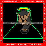 Trap Demon Gangster Hustle Black Male Man Ski Mask Hand Devil Sign Halo Robber Face Mask Hip Hop Rap Rapper Plug Trap Street Hood Ghetto Thug Drip Famous Hustle  Art Graphic Design Logo T-Shirt Print Printing JPG PNG SVG Vector Cut File