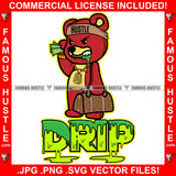 Drip Gangster Teddy Bear Mean Face Green Drink Lean Gold Chain Tattoo Hip Hop Rap Trap Street Hood Ghetto Thug Hustler Hustling Drip Dripping Savage Famous Hustle Baller Quote Art Graphic Design Print Printing Vector SVG Cut File
