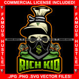 Rich Kid Horror Gangster Cash Money Bag Cartoon Character Face Mask Hat Cap Black Eyes Quote Tattoo Hip Hop Rap Trap Trapper Gangsta Art Graphic Design Logo T-Shirt Print Printing JPG PNG SVG Vector Cut File