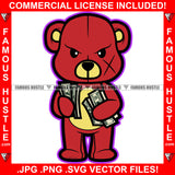Famous Hustle Gangster Red Teddy Bear Angry Scar Face Cash Money Tattoo Hip Hop Rap Rapper Plug Trap Street Hood Ghetto Swag Thug Hustler Hustling Baller Trapper Art Graphic Design Logo T-Shirt Print Printing JPG PNG SVG Vector Cut File