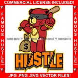 Famous Hustle Gangster Teddy Bear Scar Face Middle Finger Gold Necklace Bracelet Burglar Eye Mask Baseball Bat Cash Money Bags Rapper Dope Baller Trapper Hustling Flex Quote Art Graphic Design Logo T-Shirt Print Printing JPG PNG SVG Vector Cut File
