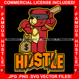 Famous Hustle Gangster Teddy Bear Scar Face Middle Finger Gold Necklace Bracelet Burglar Eye Mask Baseball Bat Cash Money Bags Rapper Dope Baller Trapper Hustling Flex Quote Art Graphic Design Logo T-Shirt Print Printing JPG PNG SVG Vector Cut File