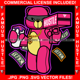 Gangster Teddy Bear Scar Face Gold Necklace Burglar Eye Mask Shooting Money Gun Making It Rain Raining Cash Tattoo Hip Hop Rap Trap Hustler Famous Hustle Hustling Quote Art Graphic Design Logo T-Shirt Print Printing JPG PNG SVG Vector Cut File