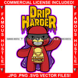 Drip Harder Gangster Teddy Bear Mean Face Burglar Eye Mask Purple Drink Lean Gold Chain Tattoo Hip Hop Rap Trap Street Hood Ghetto Thug Hustler Hustling Drip Dripping Savage Famous Hustle Quote Art Graphic Design Print Printing Vector SVG Cut File