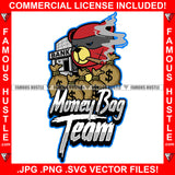 Money Bag Team Gangster Teddy Bear Scar Face Smoking Marijuana Blunt Cigar Burglar Stealing Cash Money Bags Bank Tattoo Hip Hop Rap Trap Hustler Famous Hustle Quote Art Graphic Design Logo T-Shirt Print Printing JPG PNG SVG Vector Cut File