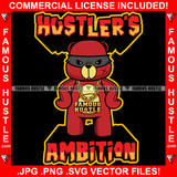 Hustler's Ambition Teddy Bear Scar Face Gold Necklace Burglar Eye Mask Tattoo Hip Hop Rap Trap Hustler Rapper Dope Baller Trapper Hustling Flex Dripping Famous Hustle Quote Art Graphic Design Logo T-Shirt Print Printing JPG PNG SVG Vector Cut File