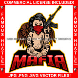 Mafia Baby Hustle Gangster Statue Angel Wings Red Face Bandanna Machine Gun Body Tattoo Hip Hop Rap Rapper Plug Trap Street Hood Ghetto Thug Boss Drip Quote Art Graphic Design Logo T-Shirt Print Printing JPG PNG SVG Vector Cut File