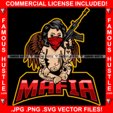 Mafia Baby Hustle Gangster Statue Angel Wings Red Face Bandanna Machine Gun Body Tattoo Hip Hop Rap Rapper Plug Trap Street Hood Ghetto Thug Boss Drip Quote Art Graphic Design Logo T-Shirt Print Printing JPG PNG SVG Vector Cut File