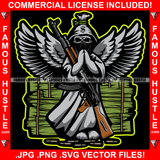 Gangster Statue Skull Face Hooded Angel Wings Praying Machine Gun Cash Money Stacks Hip Hop Rap Rapper Plug Trap Street Hood Ghetto Swag Thug Boss Hustler Famous Hustle Quote Art Graphic Design Logo T-Shirt Print Printing JPG PNG SVG Vector Cut File